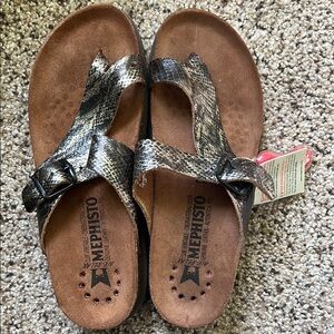 Mephisto Snakeskin Pattern Sandals